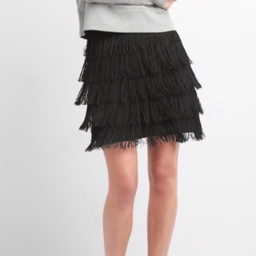 Black Gap Fringe Mini Skirt